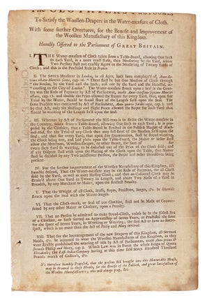 Item #21218 [The Clothiers' Proposal,] To Satisfy the Woollen-Drapers in the Water-Measure of...