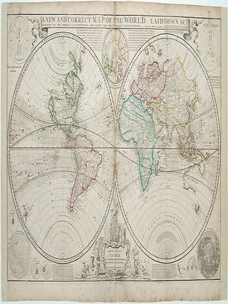 Item #21290 A New and Correct Map of the World, Laid Down According to the Newest Discoveries,...