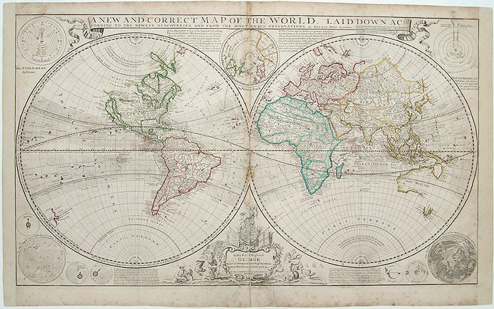 Item #21290 A New and Correct Map of the World, Laid Down According to the Newest Discoveries, and From the Most Exact Observations. Herman MOLL.
