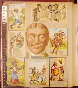 A scrap album containing an exceptional collection of American advertising and trade cards
