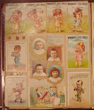 A scrap album containing an exceptional collection of American advertising and trade cards