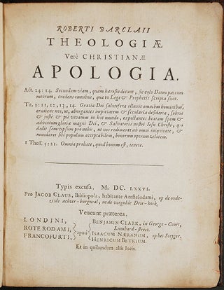 Item #21811 Theologiæ verè Christianæ Apologia. Robert BARCLAY