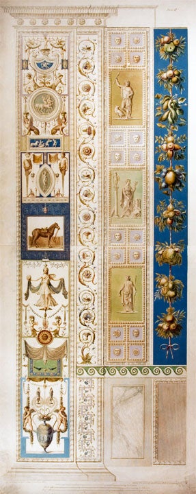 Item #21936 Decorative pilaster with fruit, flowers, and tendrils. RAPHAEL. Raffaello Sanzio d'Urbino.