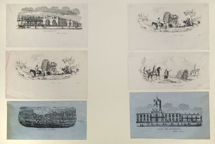 Item #22646 [Group of six lithographic vignettes of scenes in and around Buenos Aires]. ARGENTINA. - Rodolfo KRATZENSTEIN, publisher.