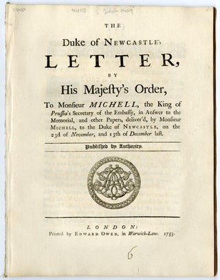 Item #23480 Majesty's Order, to Monsieur Michell, the King of Prussia's Secretary of...