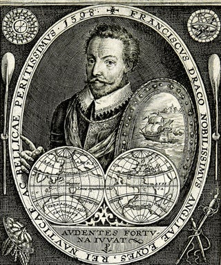 Item #23579 [Engraved portrait of Francis Drake]. Francis DRAKE, Crispin van de Passe, the Elder