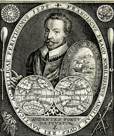 Item #23579 [Engraved portrait of Francis Drake]. Francis DRAKE, Crispin van de Passe, the Elder.