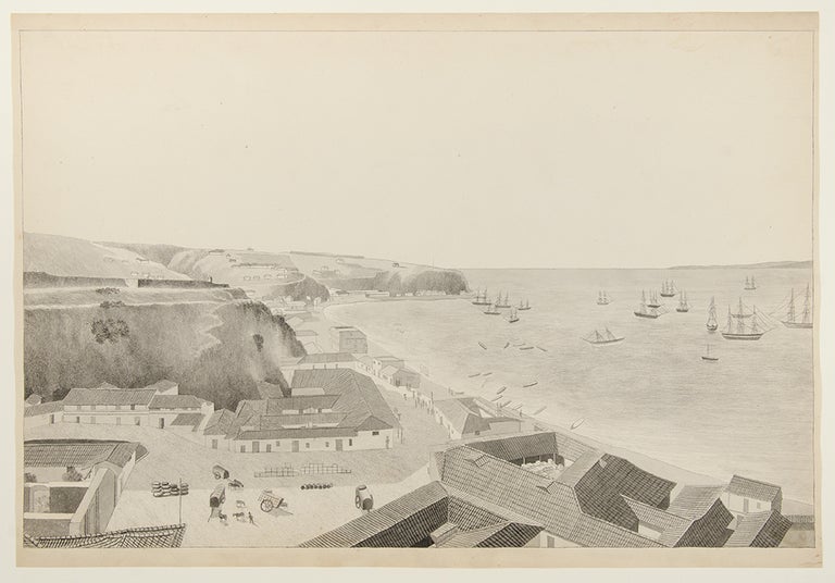 Item #24014 [A series of watercolour views in Brazil and Chile, accomplished by an American naval officer, including two views of Rio de Janeiro, a two-sheet view of Valparaiso and two unidentified views of the South American coast]. SOUTH AMERICA -, 1st Lieutenant William M. HUNTER.