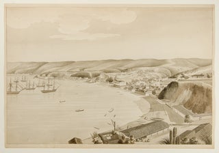 [A series of watercolour views in Brazil and Chile, accomplished by an American naval officer, including two views of Rio de Janeiro, a two-sheet view of Valparaiso and two unidentified views of the South American coast]