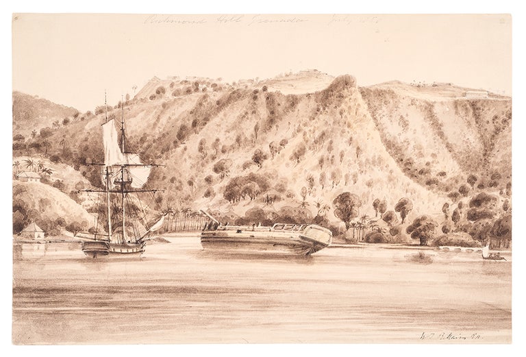 Item #24267 Richmond Hill, Grenada. Original signed pencil and sepia wash drawing, titled in pencil 'Richmond Hill Grenada July 1850'. Walford Thomas BELLAIRS.