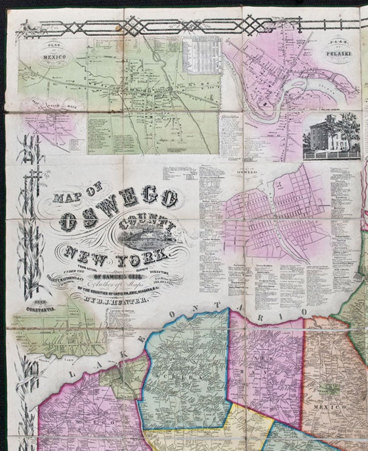 Item #24769 Map of Oswego County, New York, from actual surveys under the direction of Samuel Geil ... by B.J. Hunter. B. J. HUNTER.