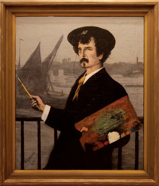 Item #25520 [Portrait of James Abbott McNeill Whistler in front of the Thames]. Walter GREAVES,...