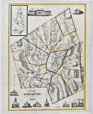 Item #25628 A Map of Worcester Shire Town of the County of Worcester. Heman S. STEBBINS