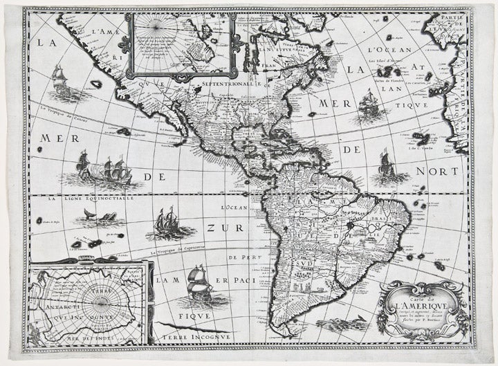 Item #25760 Carte de l'Amerique corrigee et augmentee dessus Toutes les aultres cy devant faictes par P. Bertius. Melchior TAVERNIER.