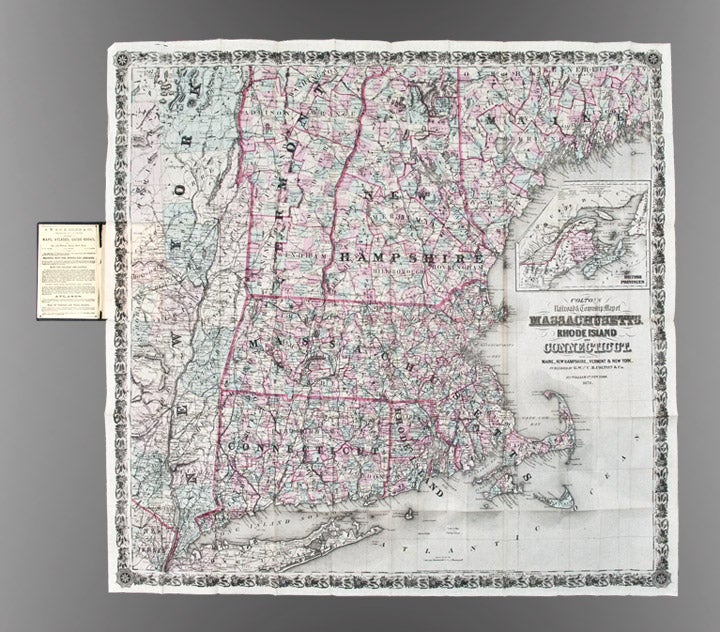 Item #25836 Colton's Railroad & Township Map of Massachusetts, Rhode Island, Connecticut with parts of Maine, New Hampshire, Vermont & New York. George W. COLTON, Charles B.