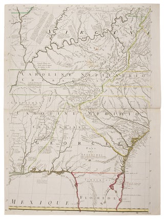 Amerique septentrionale avec les Routes, Distances en miles, Villages et Etablissements François et Anglois. Par le Docteur Mitchel Traduit de l'Anglois ... Corigee en 1776 par M. Hawkins...