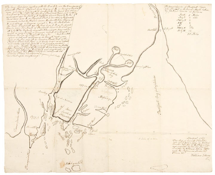 Item #26308 [Manuscript map of the "Waldo Patent" principally depicting the land between the Muscongus River and Penobscot Bay]. MAINE, Jahleel - BRENTON, William ELLERY.