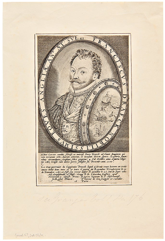 Item #26929 Francisvs Draeck Nobilissimvs Eqves Angliæ AN. ÆT SVE 43. Sir Francis DRAKE, the elder - Thomas DE LEU after Jean RABEL, c.1555 - c.1612.