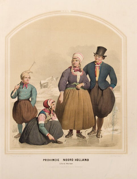 Item #27909 Nederlandsche Kleederdragten naar de Natuur Geteekend ... Costumes des Pays-Bas. Valentyn BING, Jan Braet von UEBERFELDT.