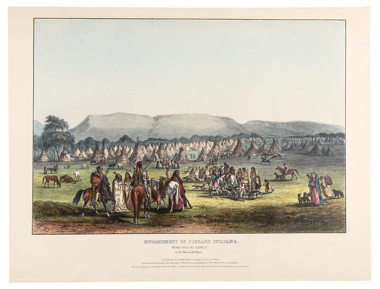 Item #28252 Encampment of the Piekann Indians, near Fort McKenzie on the Muscleshell River. Thomas L. MCKENNEY, James HALL.