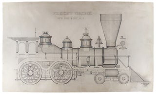 Item #28465 Freight Engine. New York & Erie R.R. An original drawing. Theodore KRAUSCH, 19th...