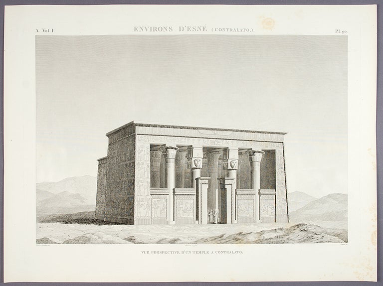 Item #28513 Environs d'Esné (Contralato) Vue Perspective d'un Temple a Contralato. DESCRIPTION DE L'EGYPTE.