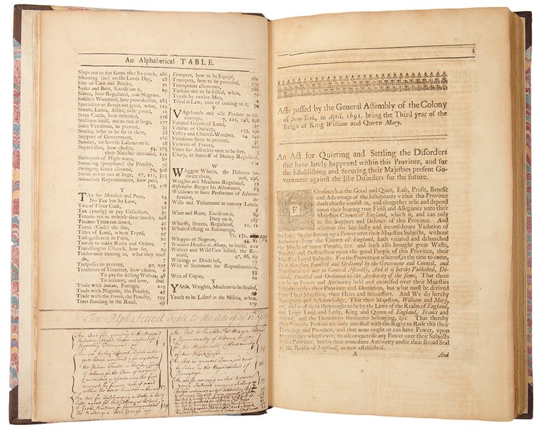 Item #28889 Acts of Assembly passed in the Province of New-York, from 1691-1725. Examined and compared with the originals in the secretary's office. General Assembly NEW YORK.