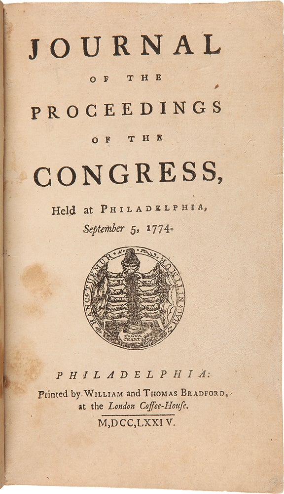 Item #28959 Journal of the Proceedings of the Congress, held at Philadelphia, September 5, 1774. CONTINENTAL CONGRESS.