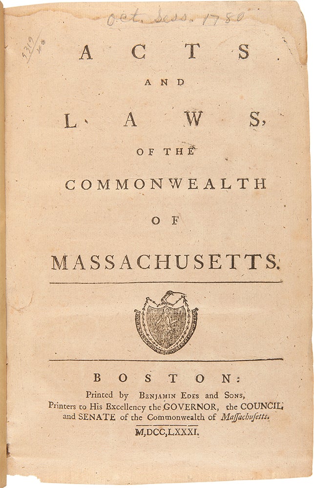 Item #28967 Acts and Laws, of the Commonwealth of Massachusetts. MASSACHUSETTS.