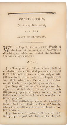 Laws of Kentucky; comprehending those of a general nature now in force; and which have been acted on by the legislature thereof. Together with a copious index and a list of local or private acts...to which is prefixed the Constitution of the United States with the Amendments, the Act of Separation from the State of Virginia, and the Constitution of Kentucky ... [With:] Laws of Kentucky ... Vol. II ... [With:] Laws of Kentucky ... Vol. III