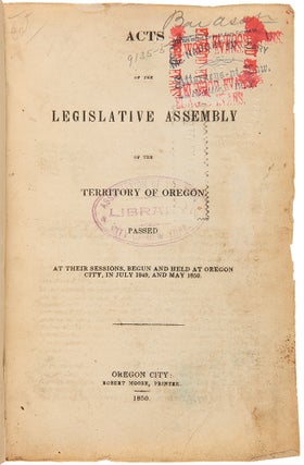 Item #29014 [Vast Collection of General and Special Laws of the Oregon Territory and the State of...