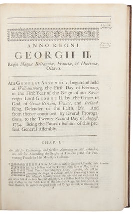 Item #29116 [Consecutive run of session laws from August 1734 through May 1742]. General Assembly...