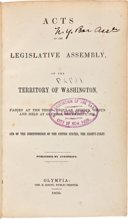 Item #29141 [Consecutive Run of Early Washington Territorial Laws, 1855 - 1869]. WASHINGTON...