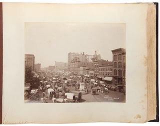 [Album containing 154 albumen photographs of Chicago by a noted photographer, including important architectural images, as well as images relating to the preparations for the 1893 World's fair, the stockyards as described by Upton Sinclair, and more]