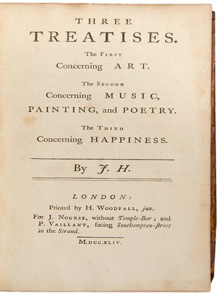 Item #29237 Three Treatises. The First Concerning Art. The Second Concerning Music, Painting and...