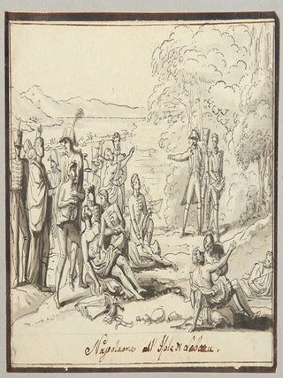 Pen Sketches of Napoleon I. [Album of 39 Mounted Pen and Ink Wash Drawings Chronicling Napoleon's Life]
