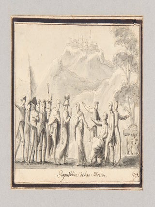 Pen Sketches of Napoleon I. [Album of 39 Mounted Pen and Ink Wash Drawings Chronicling Napoleon's Life]