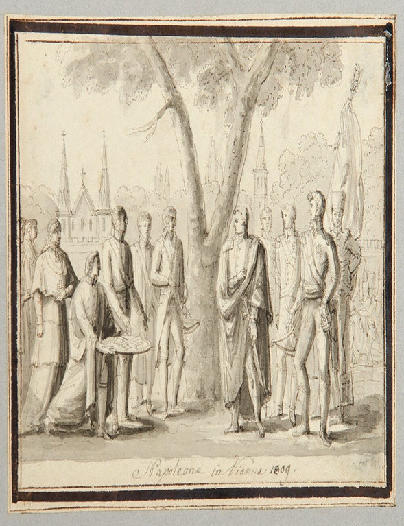 Item #29316 Pen Sketches of Napoleon I. [Album of 39 Mounted Pen and Ink Wash Drawings Chronicling Napoleon's Life]. Follower of Jacques-Louis David.