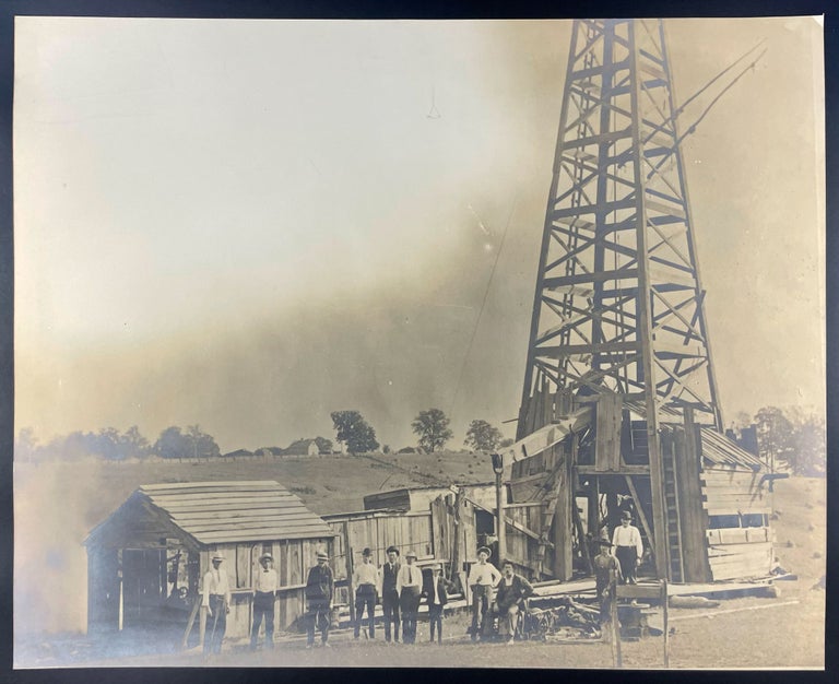 Item #29411 [Large Format Photograph of an Early Oil Rig]. OIL INDUSTRY.