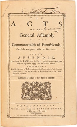 Item #29601 The Acts of the General Assembly of the Commonwealth of Pennsylvania, carefully...
