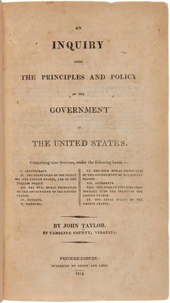 Item #29638 An Inquiry into the Principles and Policy of the Government of the United States....