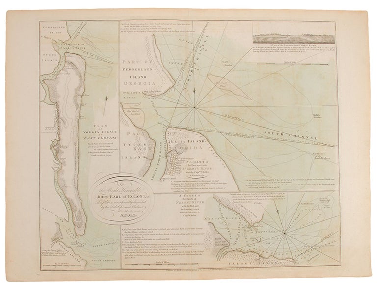 Item #29762 Plan of Amelia Island in East Florida [and] A Chart of the Entrance into St. Mary's River taken by Capt. W. Fuller in November 1769 [and] A Chart of the Mouth of Nassau River and the Soundings on it taken at Low Water by Captn. W. Fuller. Thomas JEFFERYS, William FULLER, William Gerard DE BRAHM.