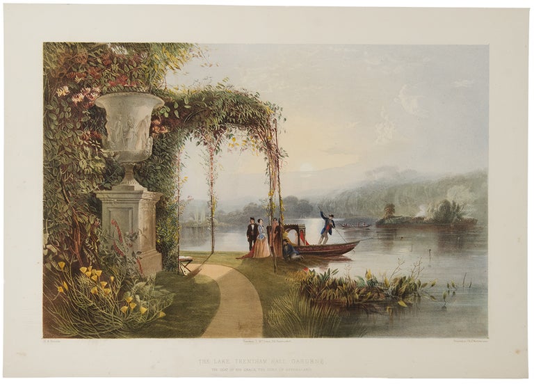 Item #29786 The Lake, Trentham Hall Gardens, The Seat of His Grace the Duke of Sutherland. After E. Adveno BROOKE, active.