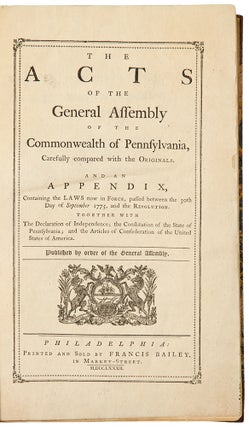 Item #29845 The Acts of the General Assembly of the Commonwealth of Pennsylvania, carefully...