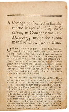 A Journal of Captain Cook's Last Voyage to the Pacific Ocean, and in Quest of a North-West Passage, Between Asia & America performed in the years 1776, 1777, 1778, and 1779