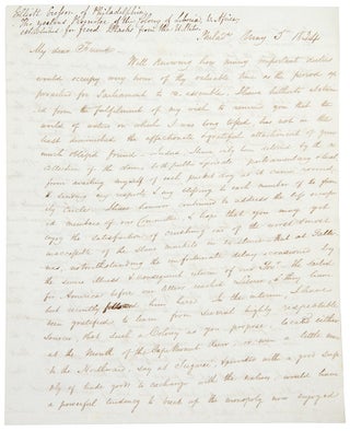 Item #31598 Autograph letter signed to Member of Parliament Benjamin Hawes, concerning the...
