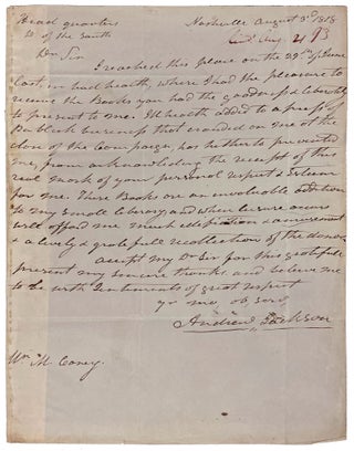 Item #33085 [Autograph letter, Signed, from Andrew Jackson to Philadelphia bookseller Mathew...