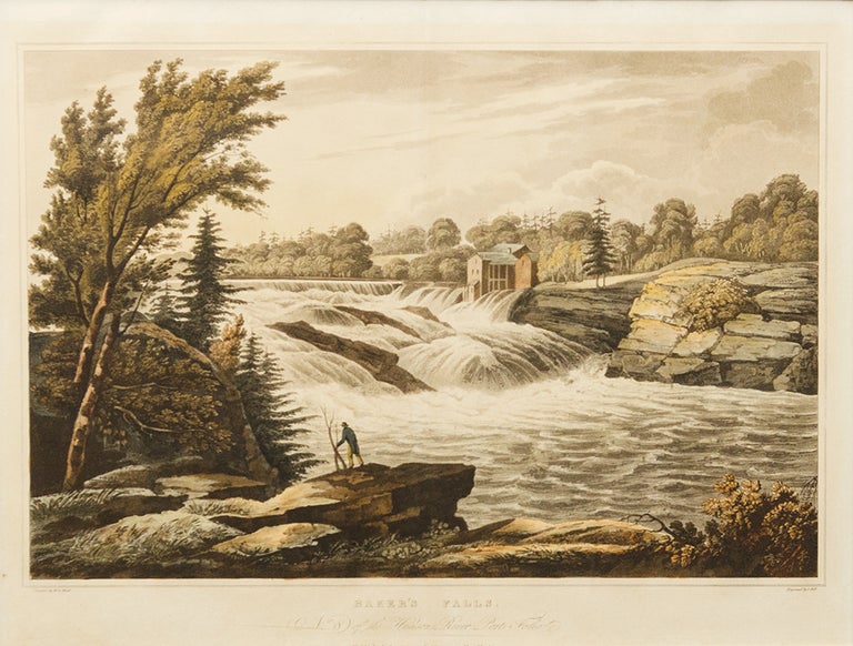 Item #33678 Baker's Falls No. 8 of the Hudson River Port Folio. John HILL, William Guy WALL, engraver.