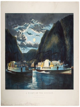 Item #33751 A Night on the Hudson. "Through at Daylight" CURRIER, pub IVES
