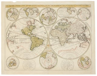 Item #34416 Le Globe Terrestre Representé En Deux Plans-Hemispheres Et En Diverses Autres...